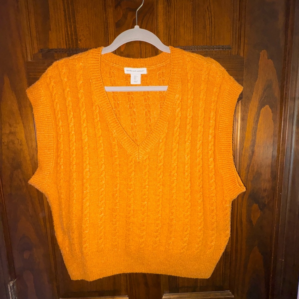 Cupcakes & Cashmere V-Neck Orange Sweater Vest